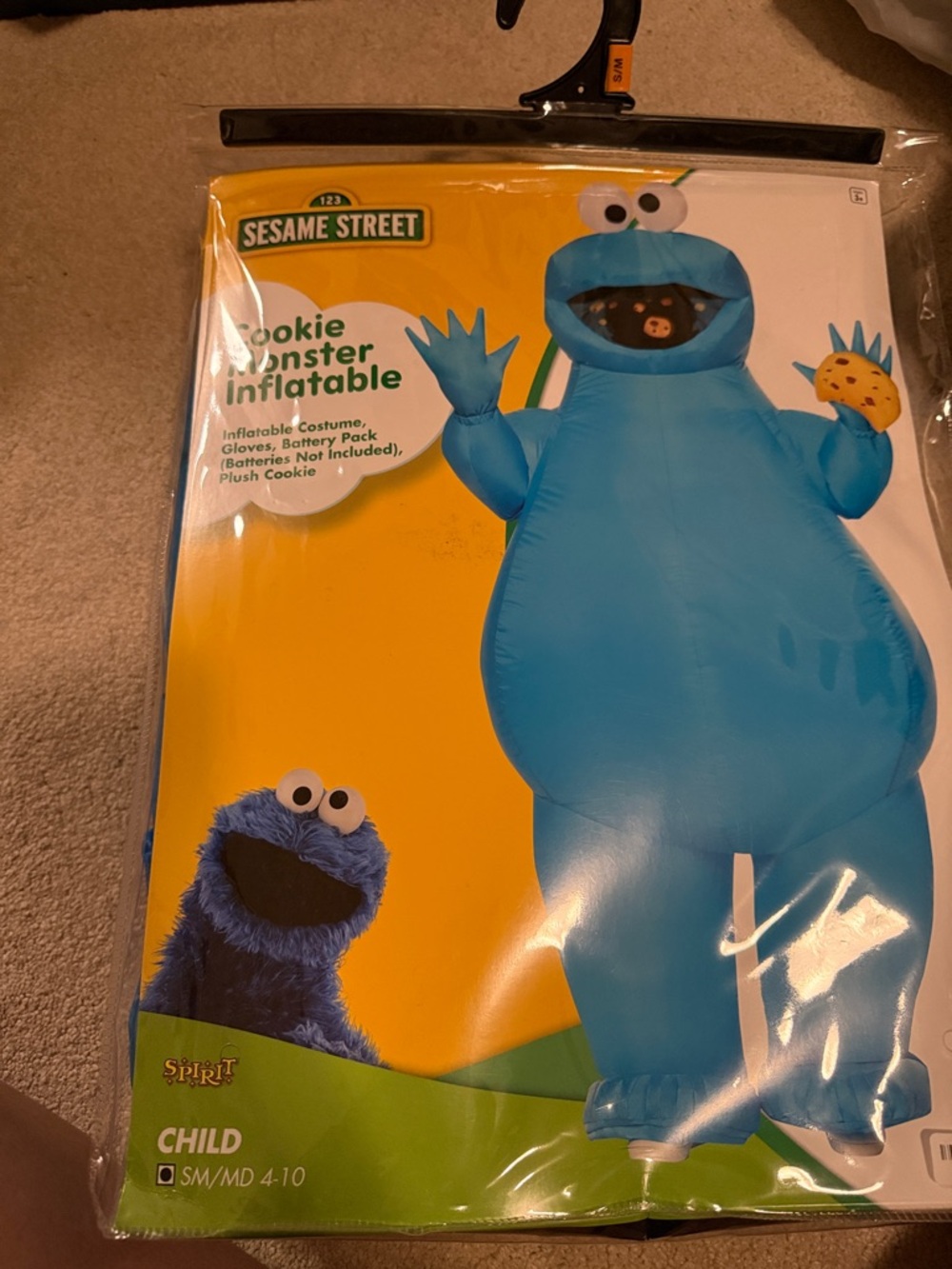 Sesame Street Cookie Monster Inflatable Costume - Blue & Yellow